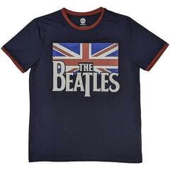 T-Shirt The Beatles Drop T Logo & Vintage Flag Ringer Navy Blue L T-Shirt