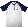The Beatles Mini Drum Logo (3 Button Collar) Raglan Grey & Navy Blue L T-Shirt