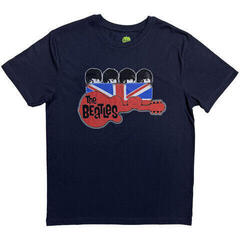 T-Shirt The Beatles Guitar & Flag Navy Blue M T-Shirt