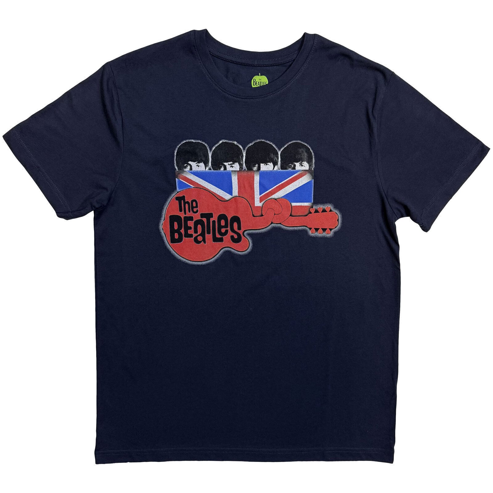 T-Shirt The Beatles Guitar & Flag Navy Blue 2XL T-Shirt