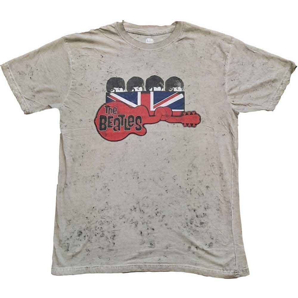 T-Shirt The Beatles Guitar & Flag Snow Wash (Wash Collection) Sand XL T-Shirt