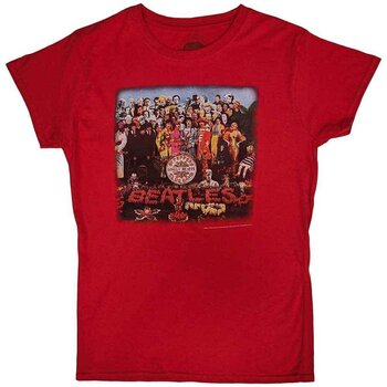 T-shirt The Beatles Vintage Sgt Pepper (Back Print) Scarlet Red M Feminino T-shirt - 1