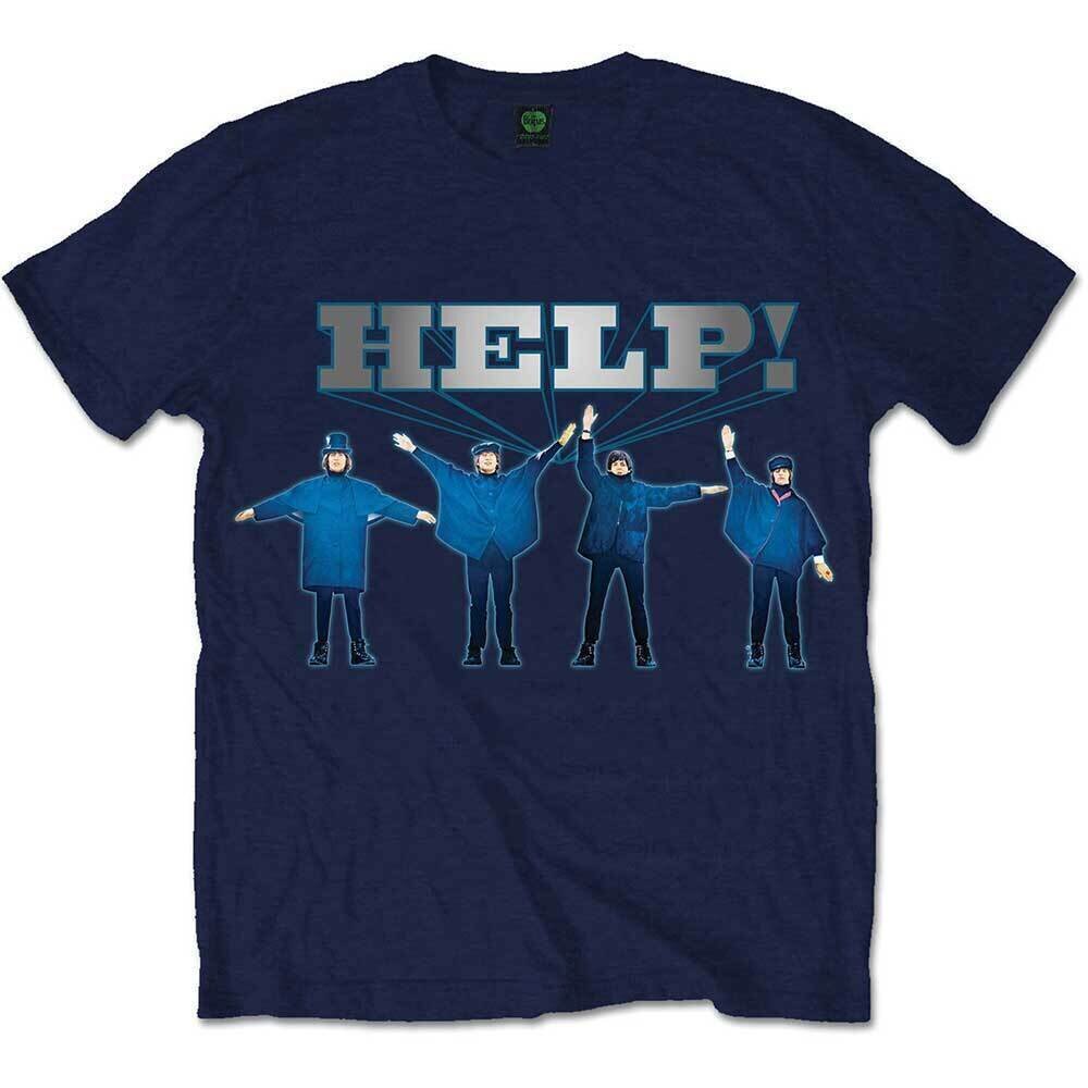 T-Shirt The Beatles HELP! Silver Logo Dusk Blue M T-Shirt