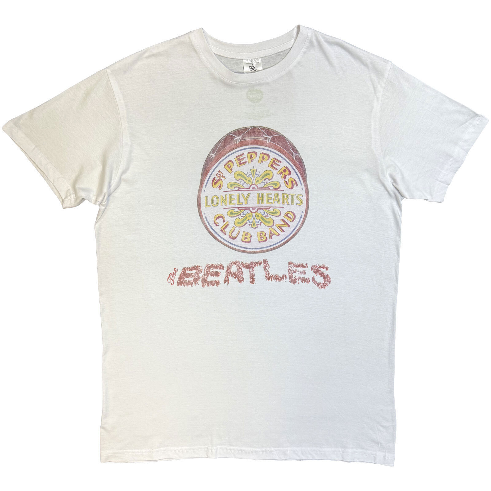 T-shirt The Beatles Flowers Logo & Drum White XL T-shirt
