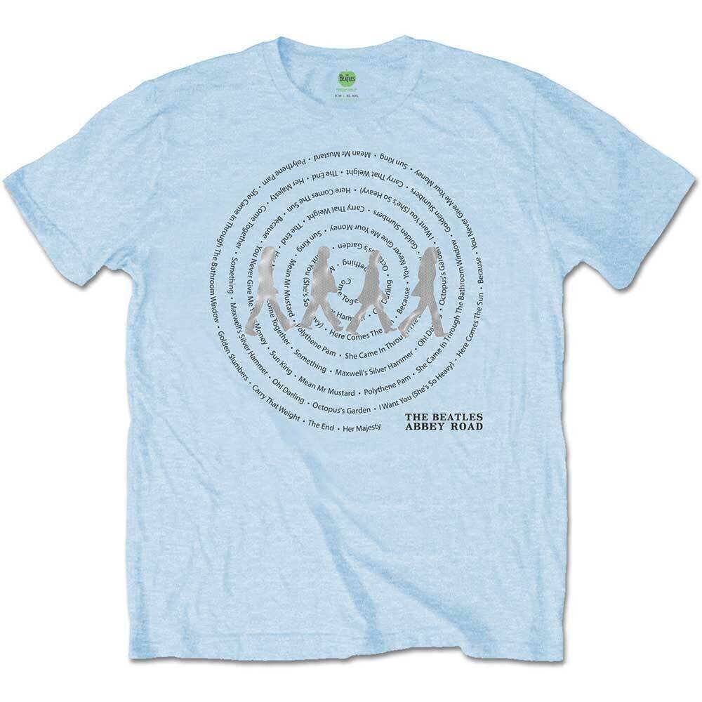Shirt The Beatles Abbey Road Songs Swirl Foiled (Embellished) Light Blue L Shirt