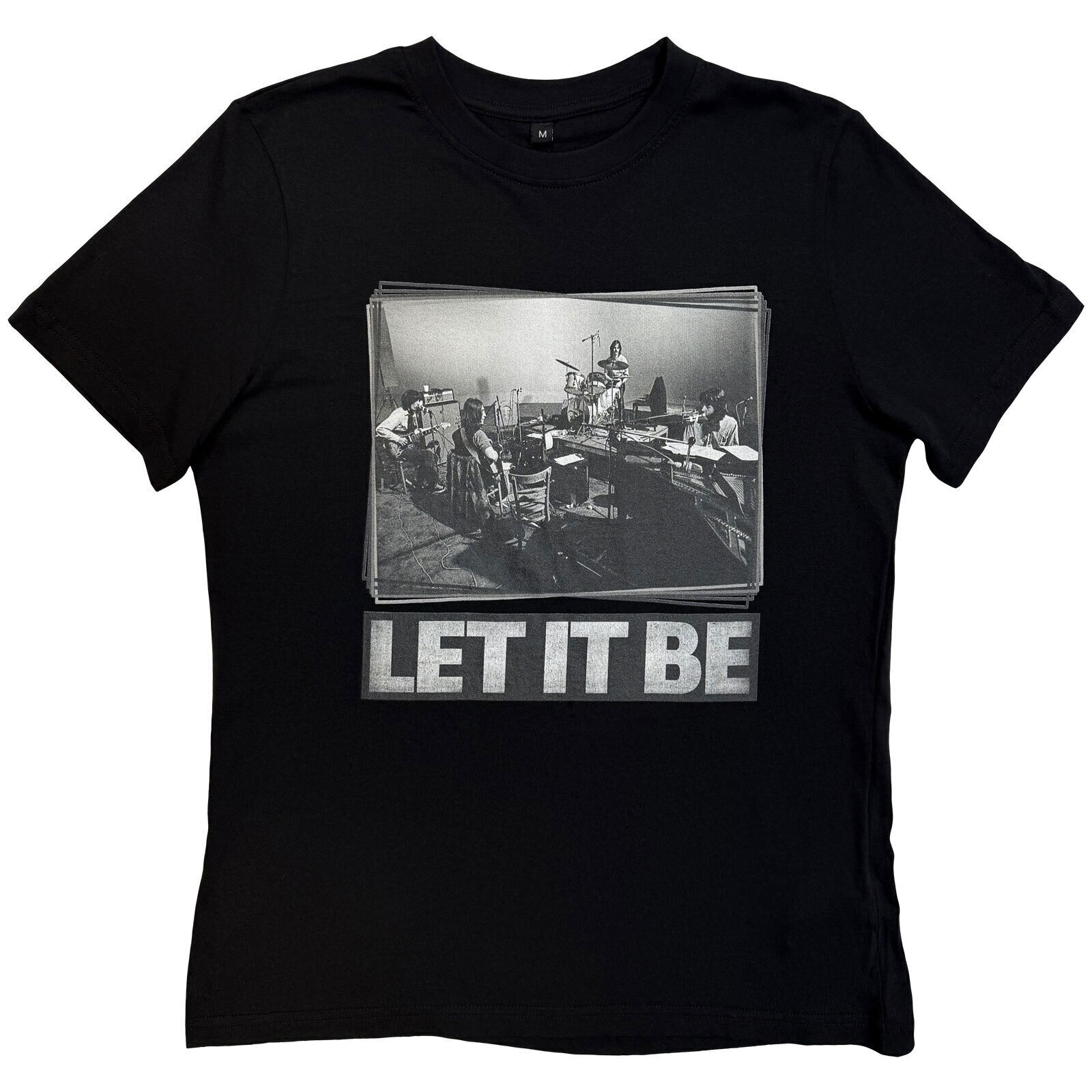 Camiseta de manga corta The Beatles Let It Be Studio Black S De mujer Camiseta de manga corta