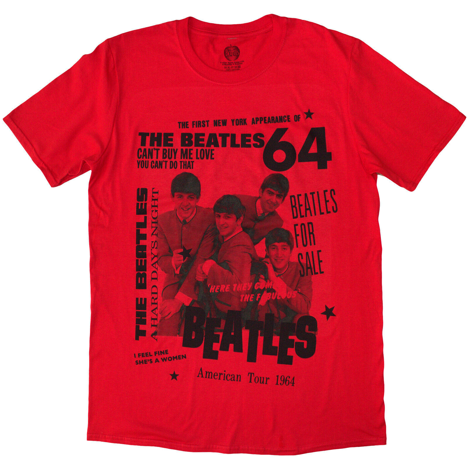 T-shirt The Beatles 1964 Red XL T-shirt