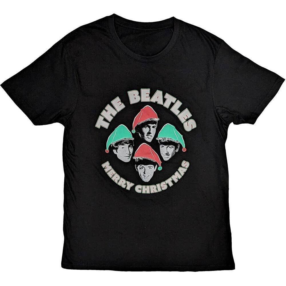 T-Shirt The Beatles Christmas Hats Black M T-Shirt