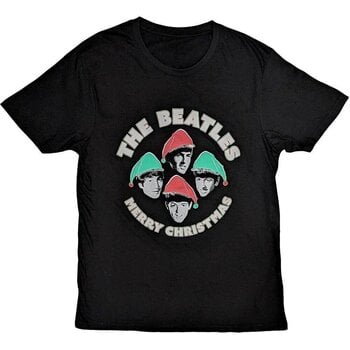 T-Shirt The Beatles Christmas Hats Black L T-Shirt - 1