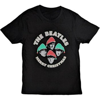 T-Shirt The Beatles Christmas Hats Black 2XL T-Shirt - 1