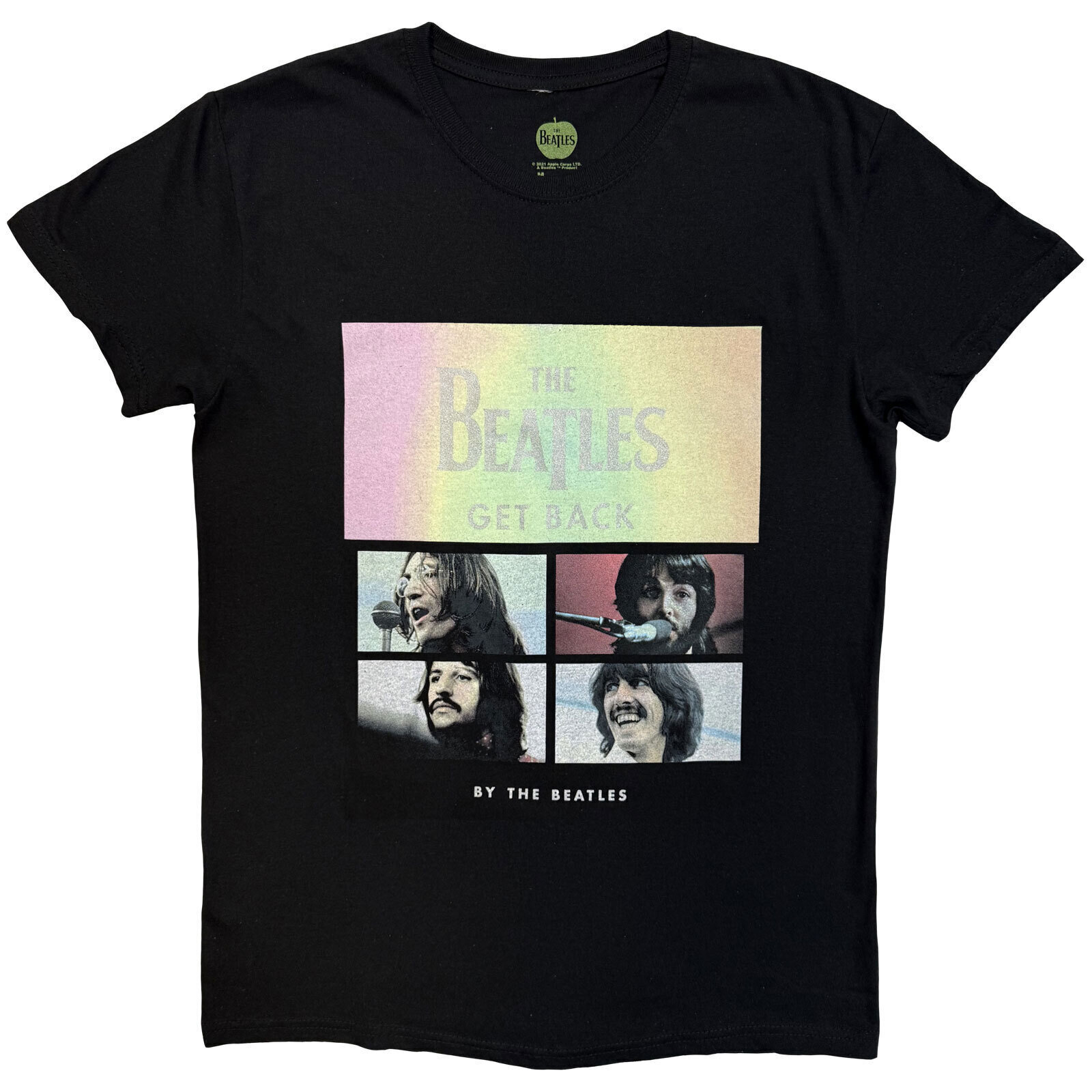 T-Shirt The Beatles Album Faces Gradient Silver Printing (Embellished) Black L T-Shirt