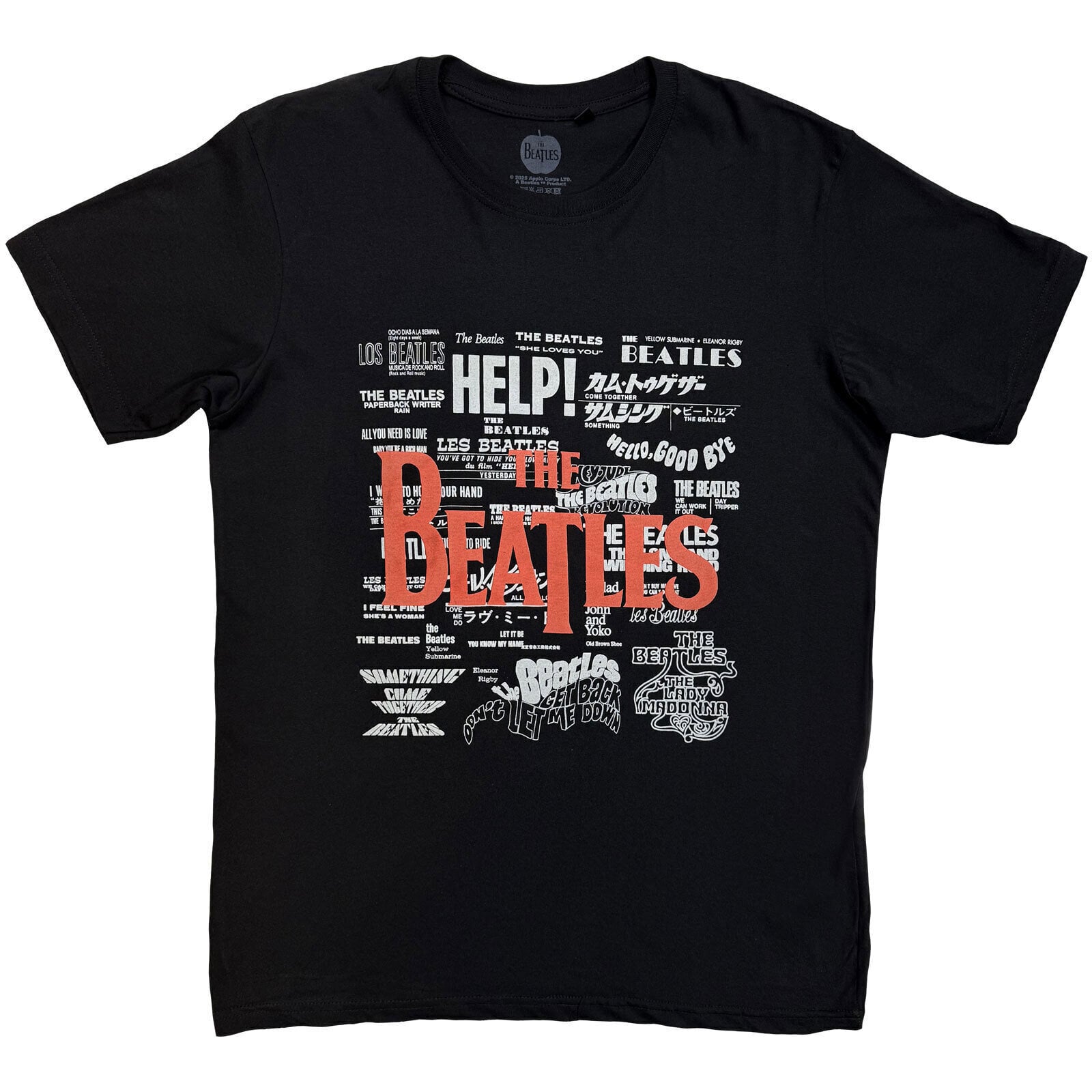 T-Shirt The Beatles Titles & Logos (Puff Print) Black M T-Shirt