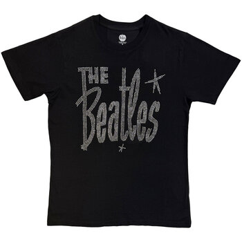 T-Shirt The Beatles Retro Logo Crystals (Embellished) Black M T-Shirt - 1