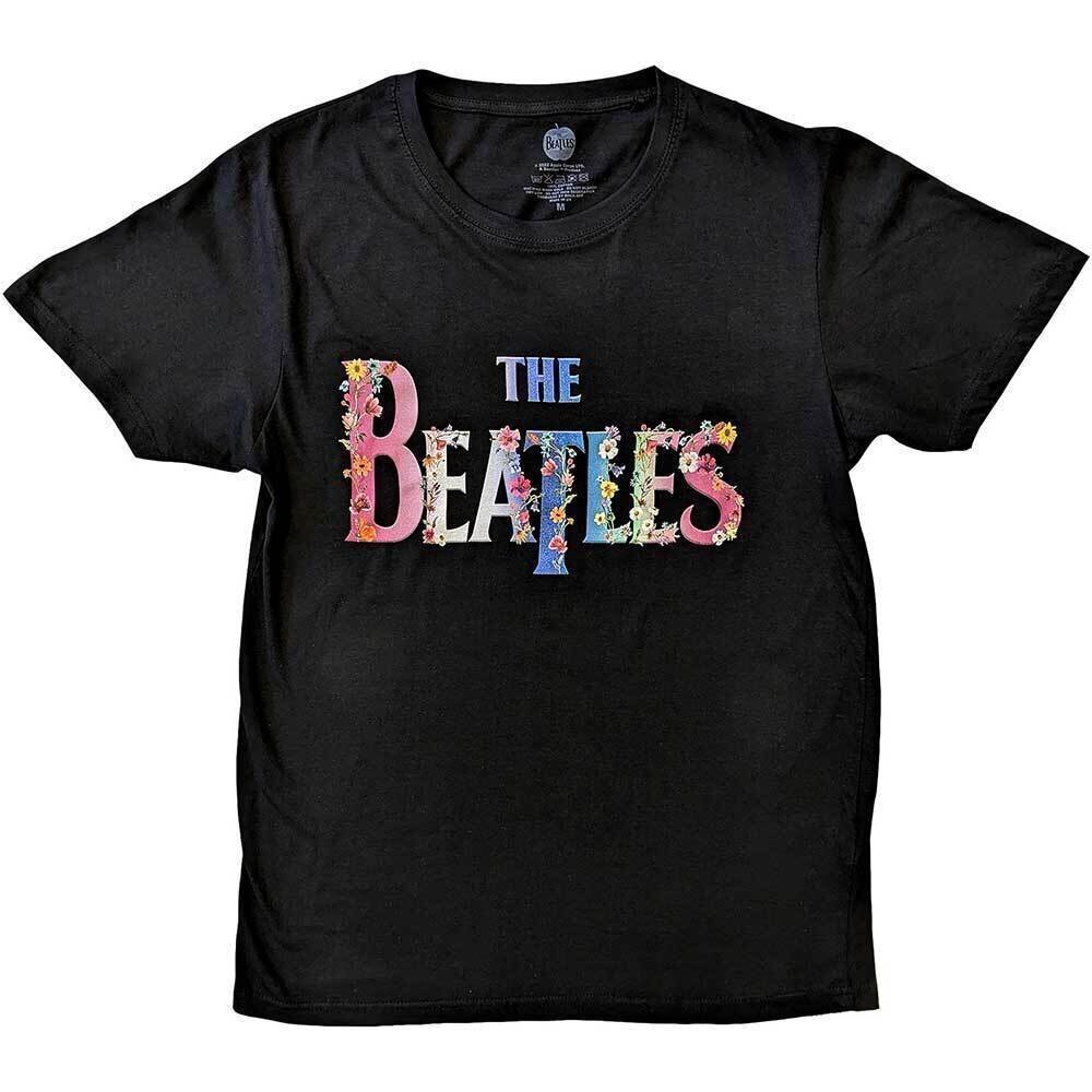 T-Shirt The Beatles Floral Logo Black S T-Shirt