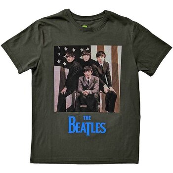 T-Shirt The Beatles US Flag Photo Green M T-Shirt - 1