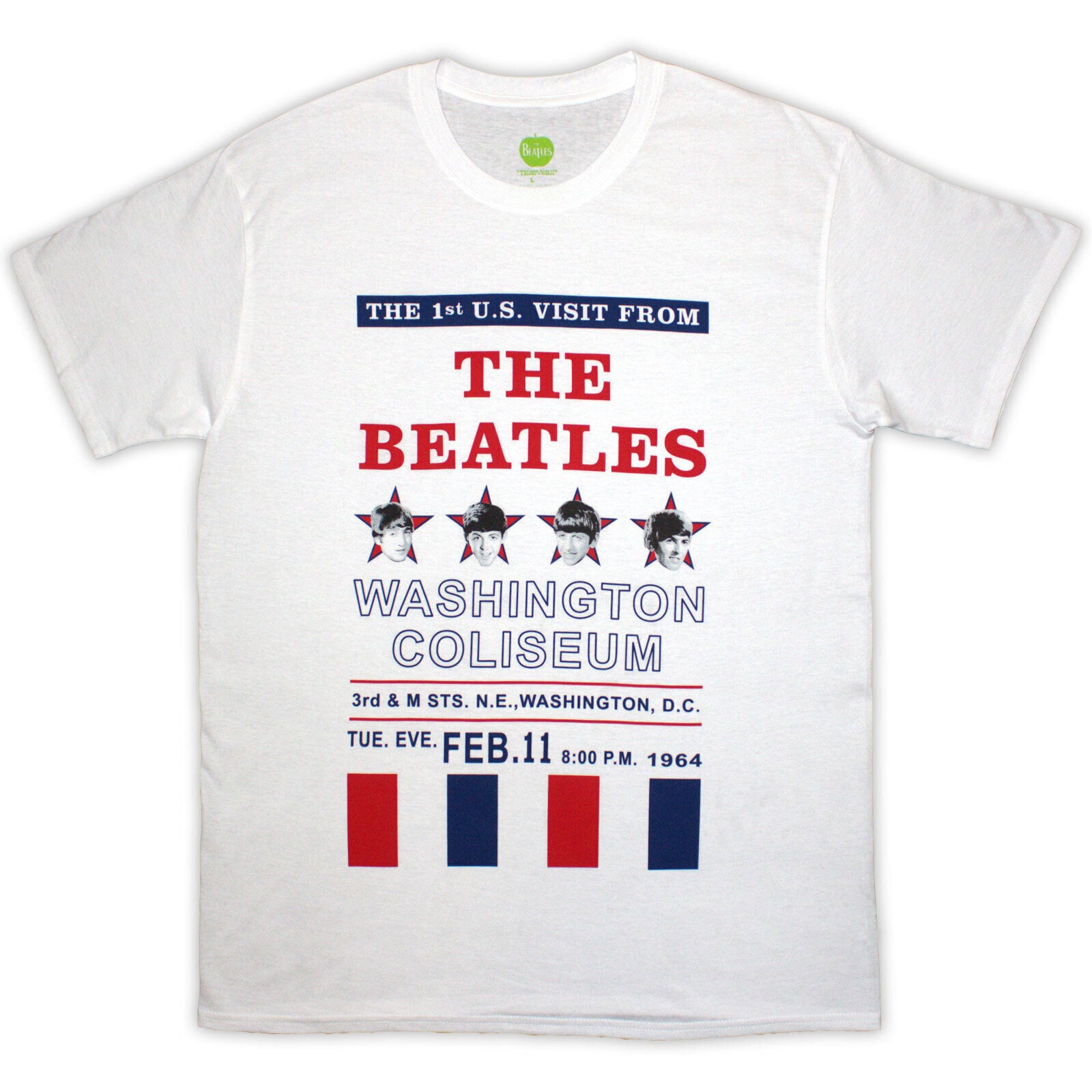 T-Shirt The Beatles Washington '64 Stars & Stripes White M T-Shirt