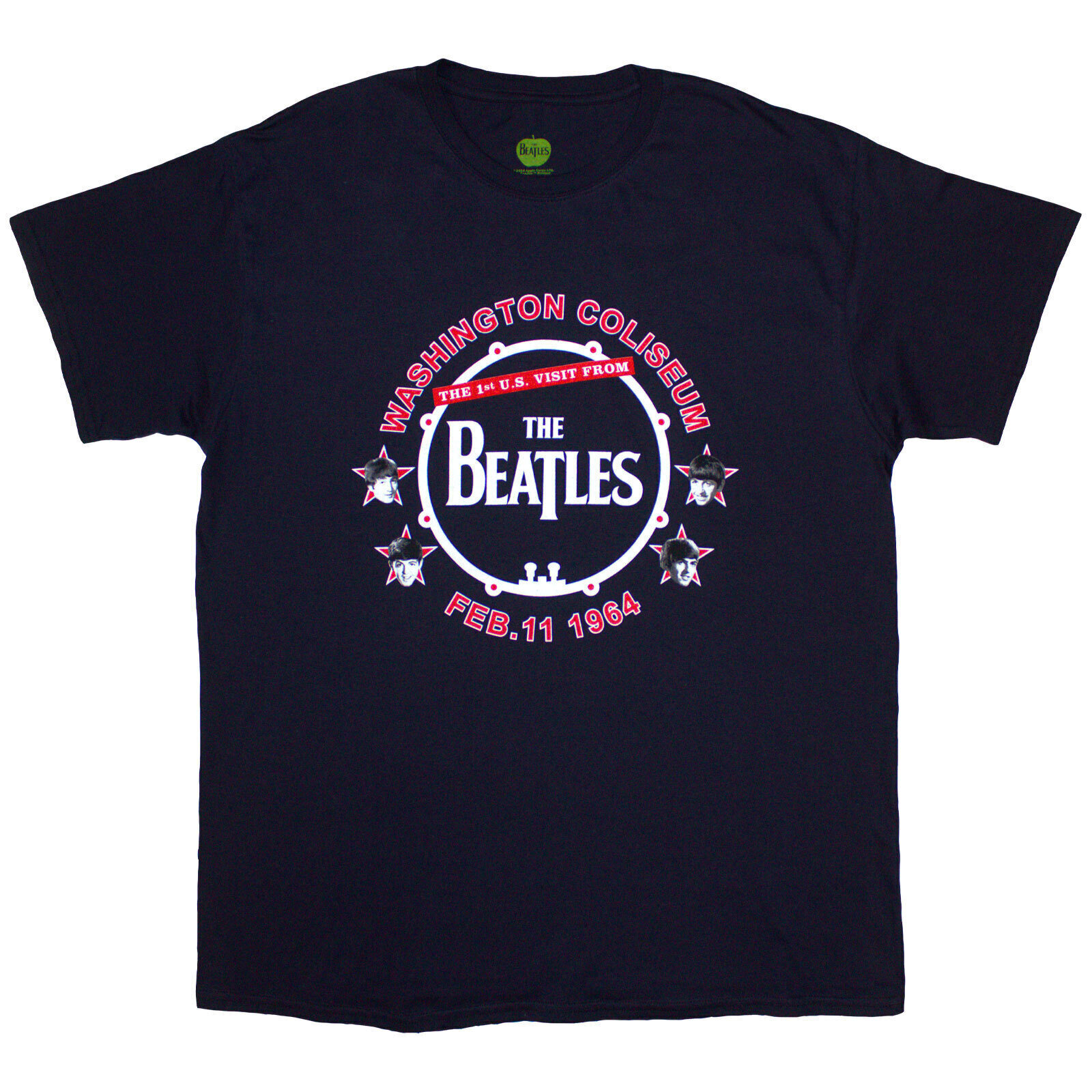 T-Shirt The Beatles Washington '64 Drum Navy Blue L T-Shirt