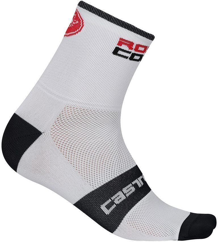 Meias de ciclismo Castelli Rosso Corsa 9 Socks White L/XL