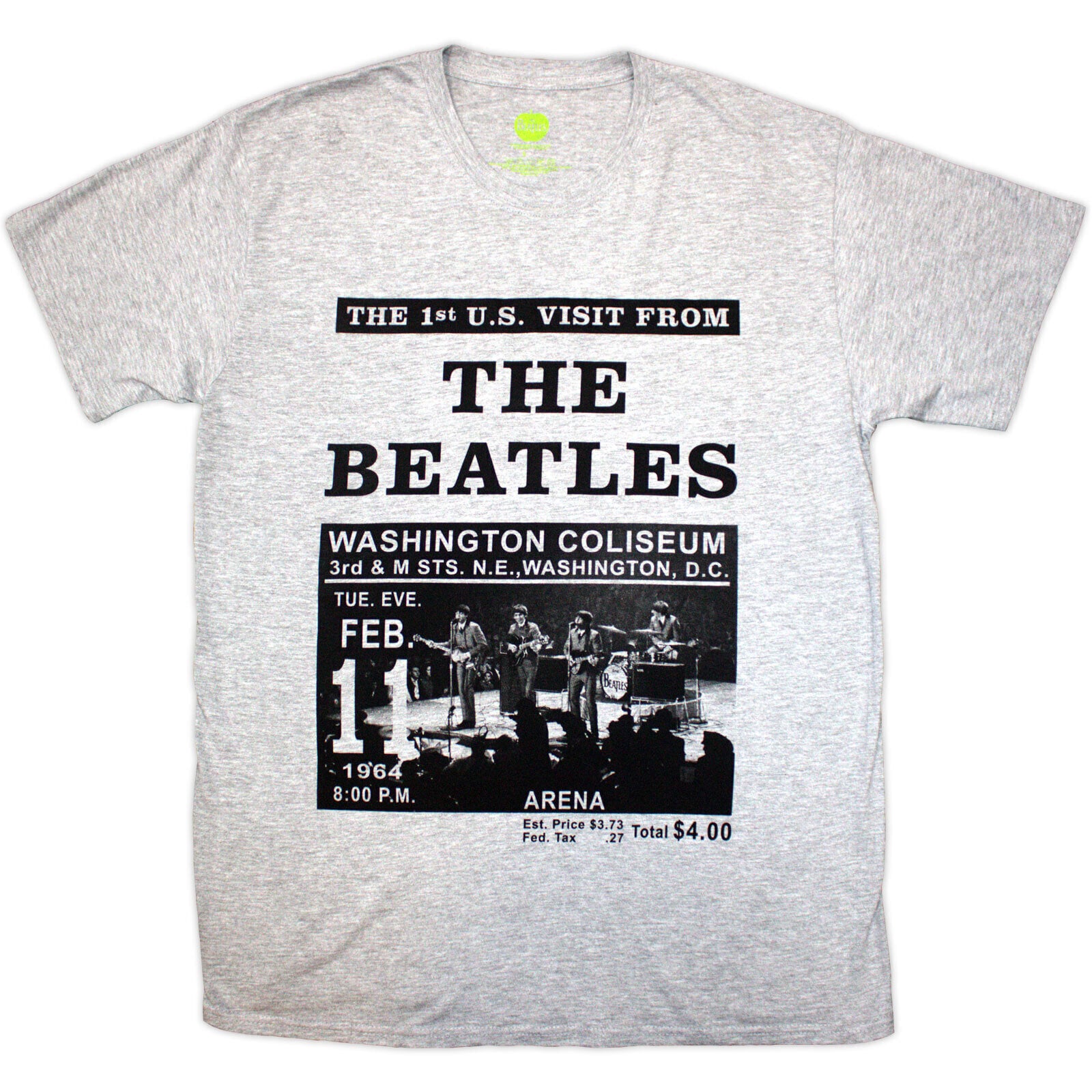 Camiseta de manga corta The Beatles Washington '64 Promo Grey S Camiseta de manga corta