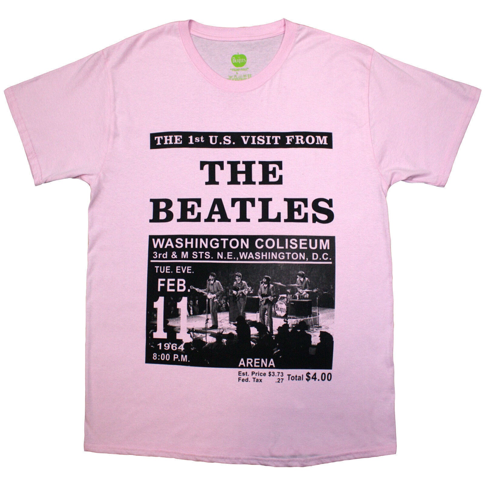 T-Shirt The Beatles Washington '64 Promo Pink L T-Shirt