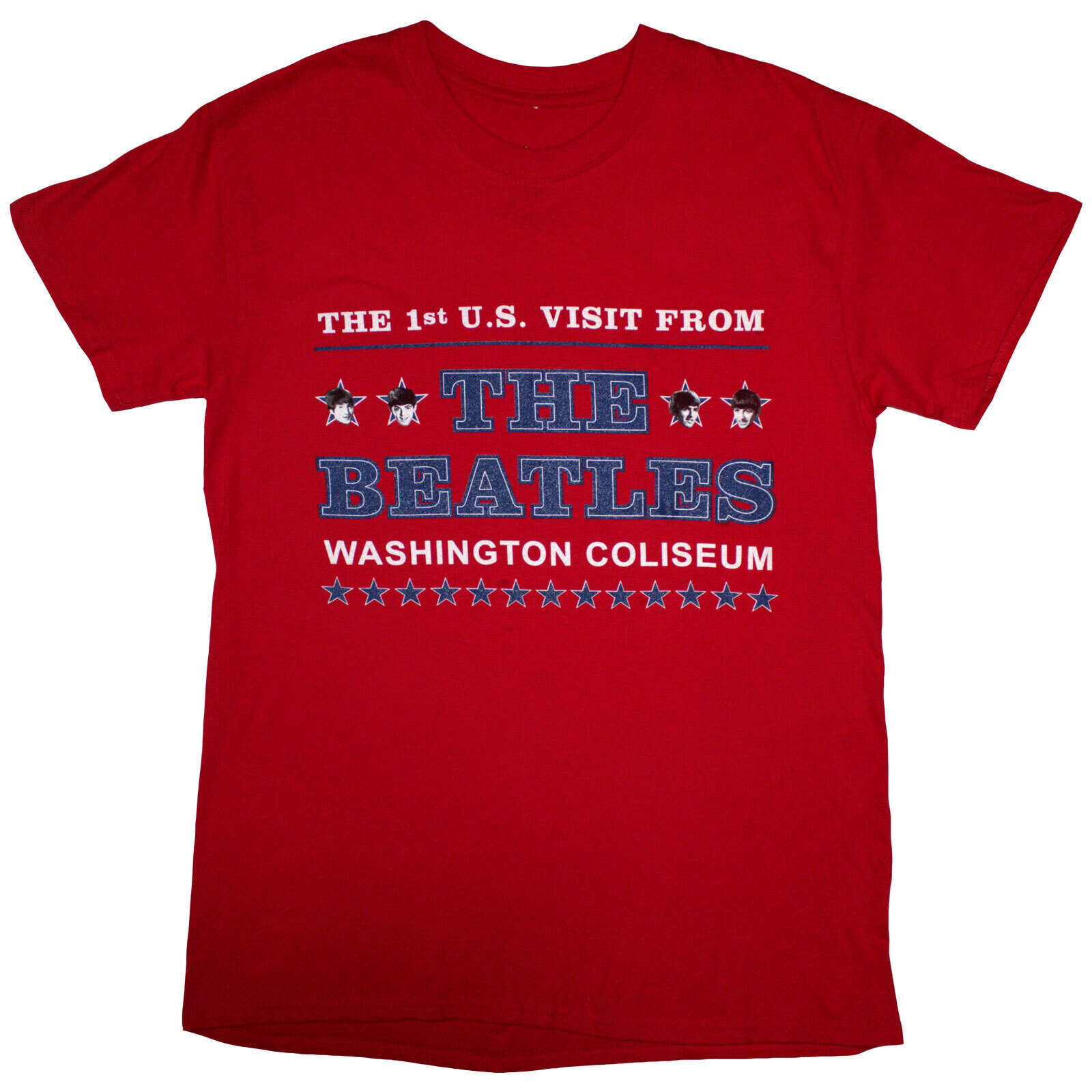T-shirt The Beatles Washington '64 Stars Setlist (Back Print) Red XL T-shirt