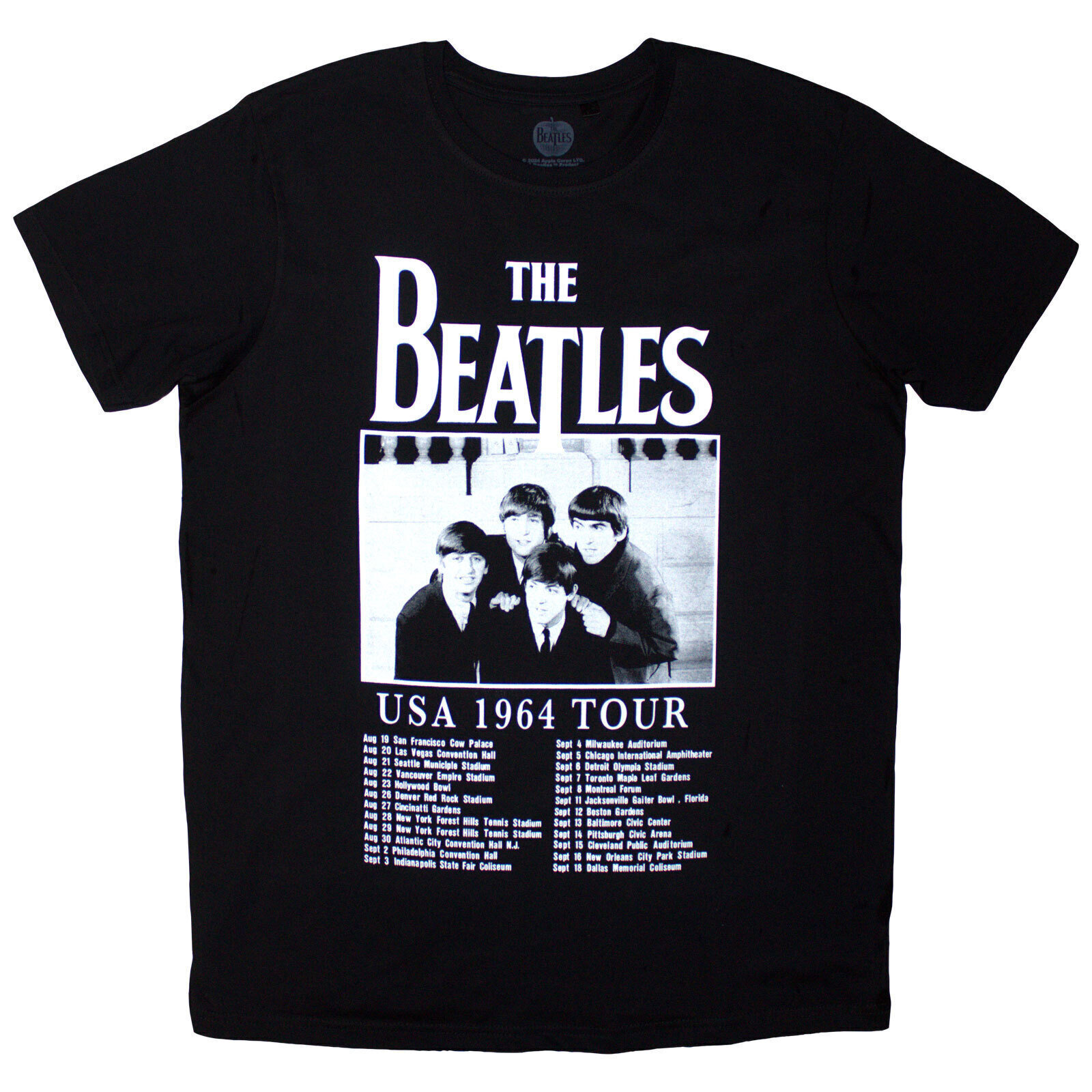 T-Shirt The Beatles Tour '64 Dates Black 2XL T-Shirt