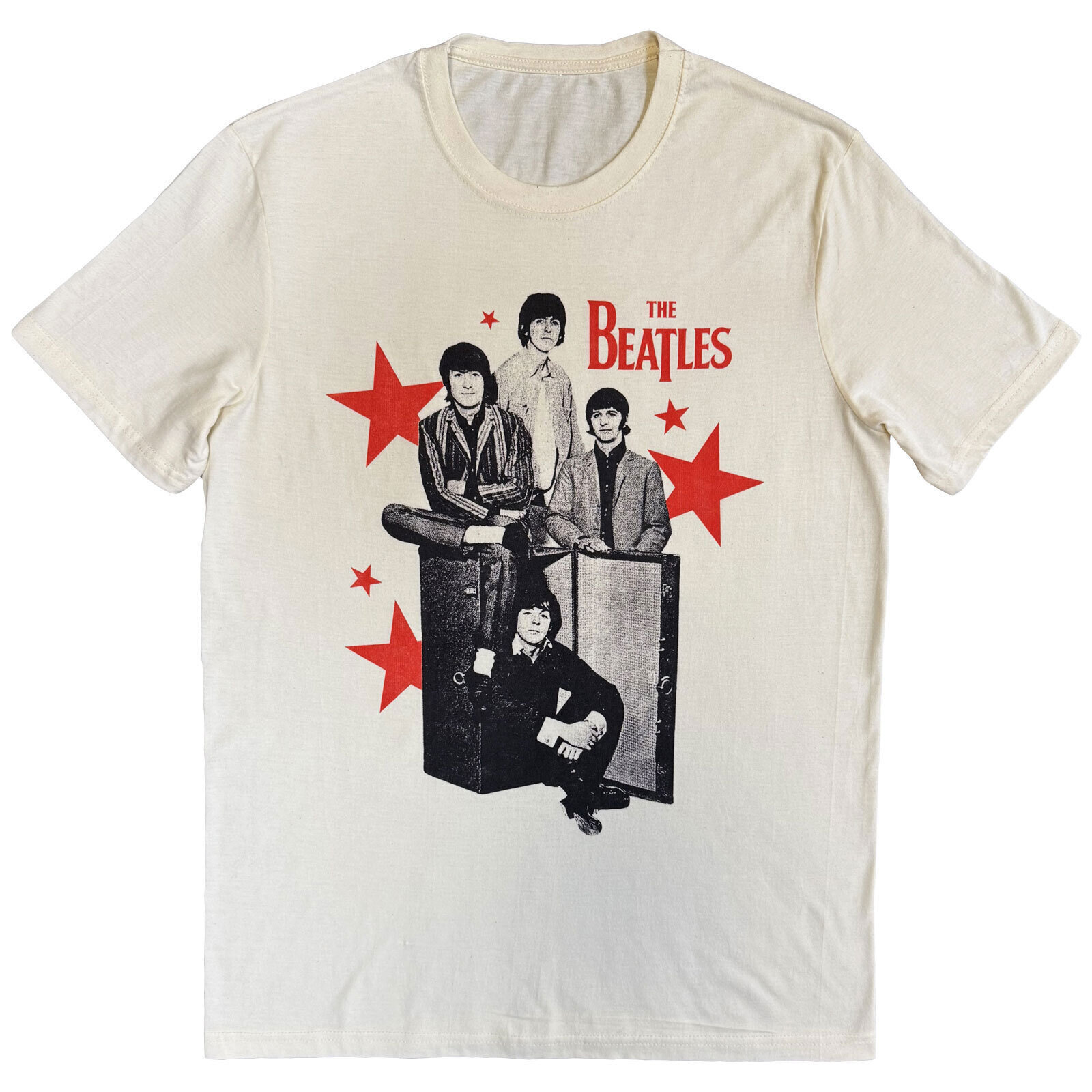 T-Shirt The Beatles Red Stars Natural 2XL T-Shirt