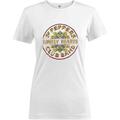 The Beatles Sgt Pepper Drum Colour Foil (Embellished) Short Sleeve T-Shirt White L Ladies