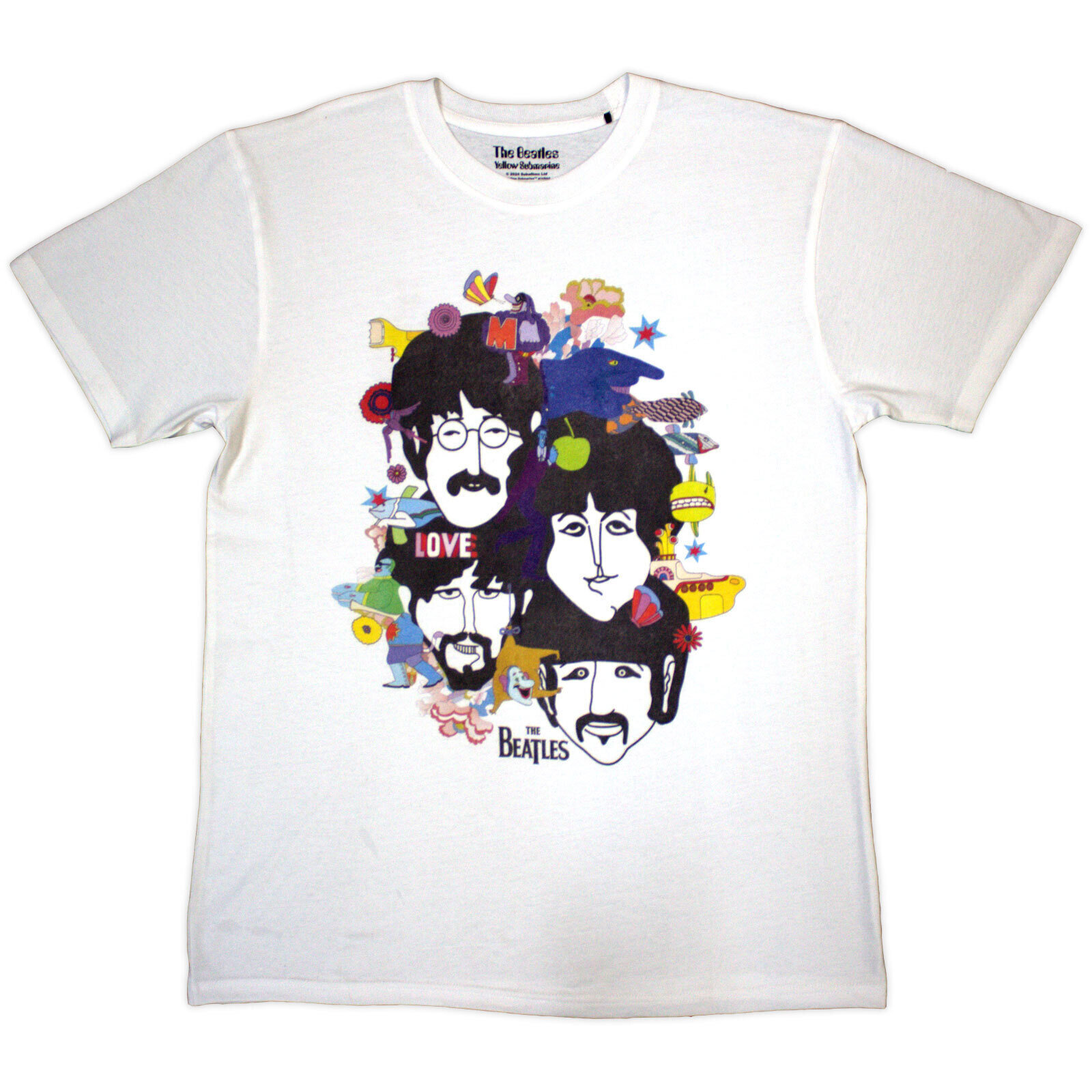 T-shirt The Beatles Yellow Submarine Heads Collage / ATN (Back Print) White 2XL T-shirt