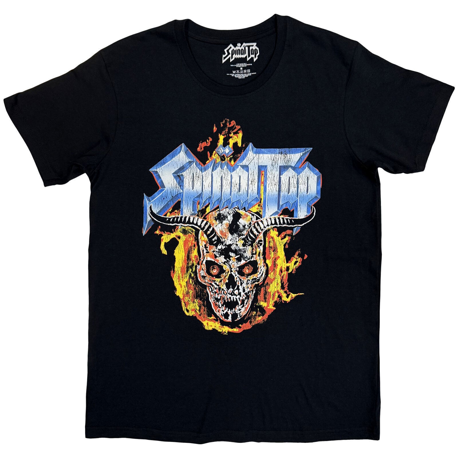 Marškinėliai Spinal Tap Flame Skull Black S Marškinėliai