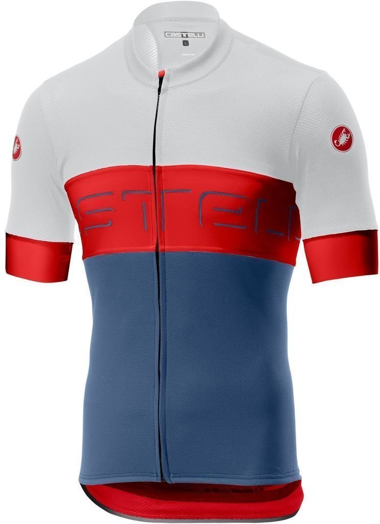 Cycling jersey Castelli Prologo VI Jersey Ivory/Red/Steel Blue 3XL