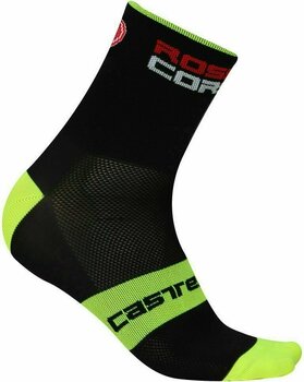 Cyklo ponožky Castelli Rosso Corsa 13 Black/Fluo Yellow Cyklo ponožky - 1