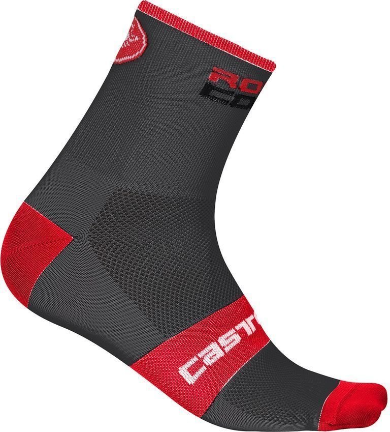 Pyöräilysukat Castelli Rosso Corsa 9 Socks Anthracite/Red S/M