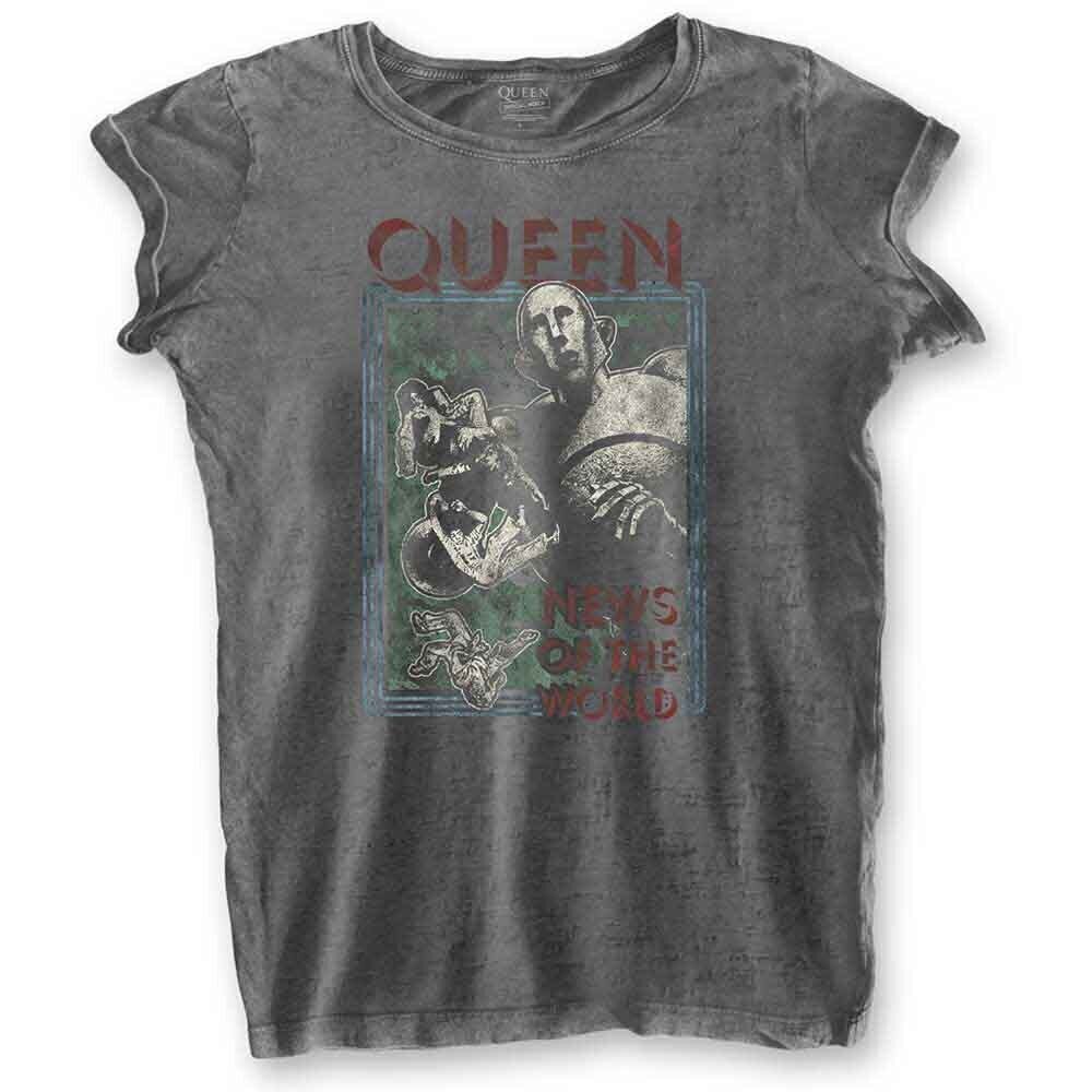 T-Shirt Queen News of the World Burnout Charcoal Grey L Ladies T-Shirt
