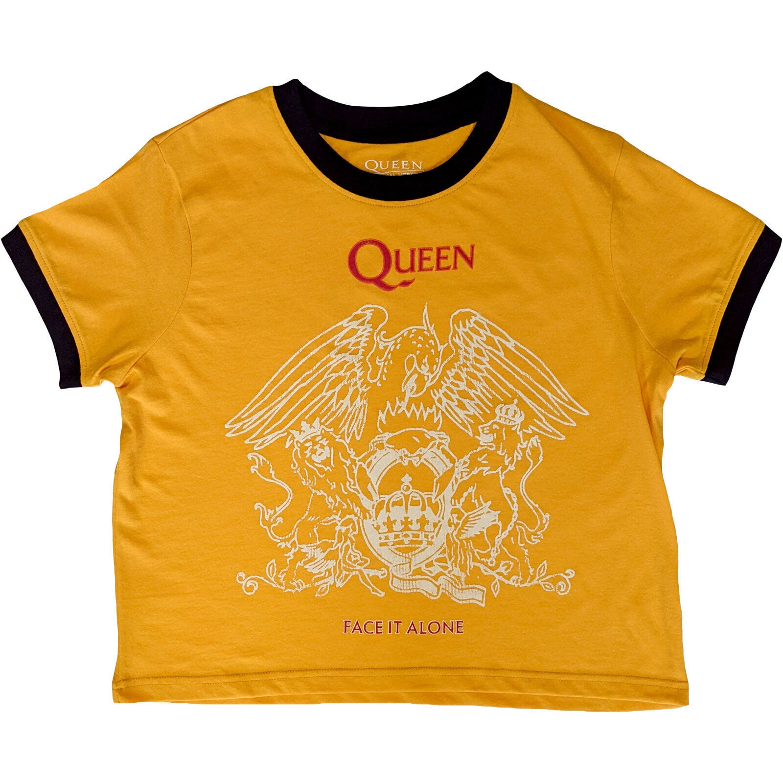 Tricou Queen Face It Alone Crest Yellow S Damă Tricou