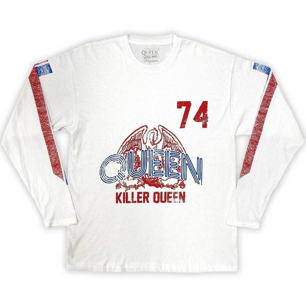 Tricou Queen Killer Queen '74 Stripes (Sleeve Print) White XL Tricou