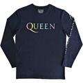Queen Rainbow Crest (Back & Sleeve Print) Denim Blue XL T-Shirt