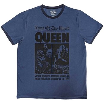 Maglietta Queen News of the World 40th Front Page Ringer Denim Blue XL Maglietta - 1