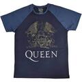 Queen Crest Raglan Navy Blue & Denim Blue M T-Shirt