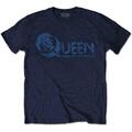 Queen News of the World 40th Vintage Logo (Back Print) Navy Blue M T-shirt