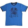 Queen Crest Logo Ringer Blue XL Shirt