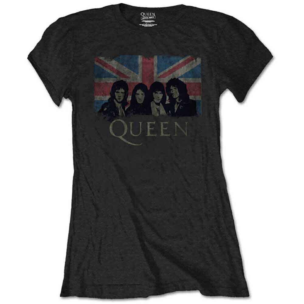 T-shirt Queen Union Jack Vintage (Retail Pack) Black XL Feminino T-shirt