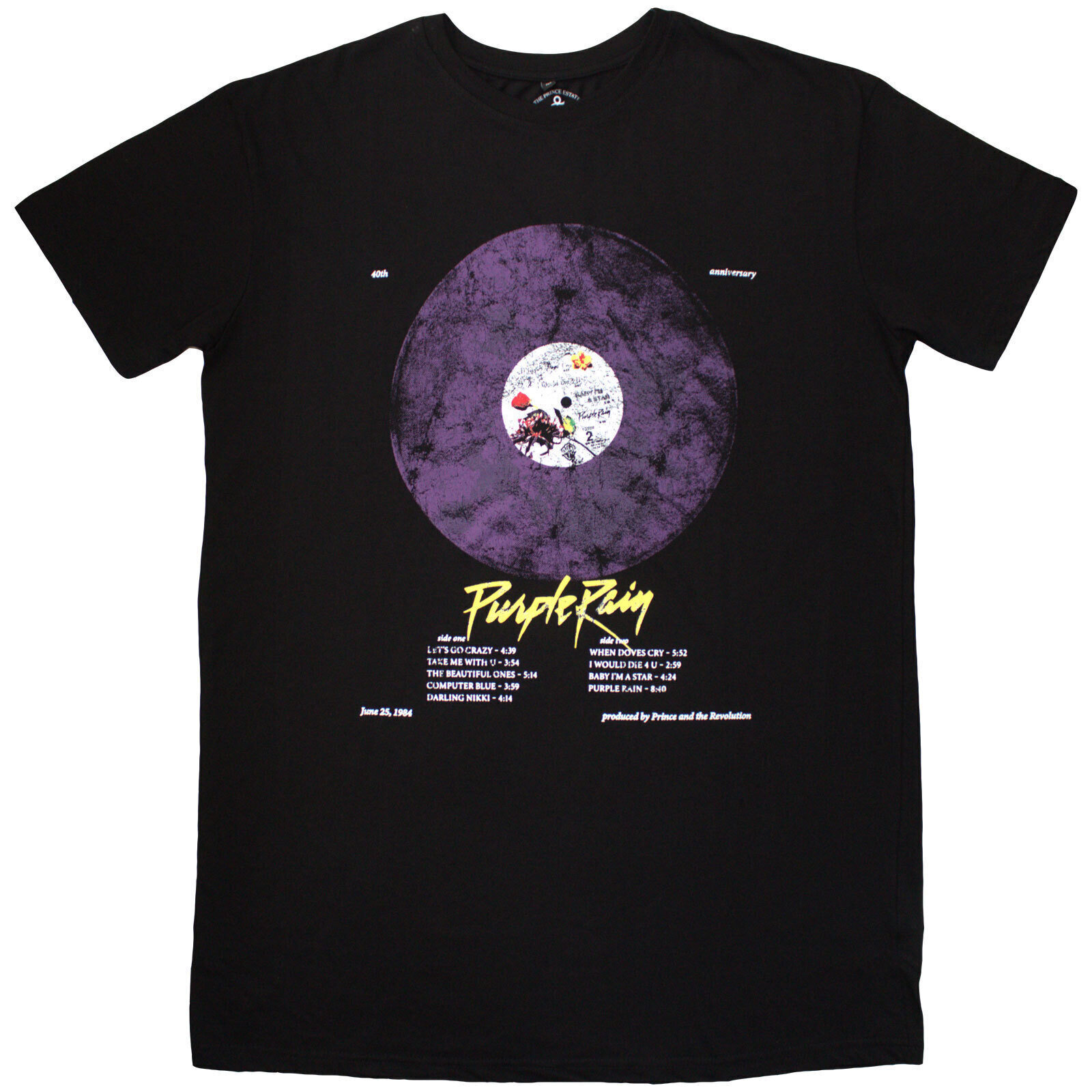 T-Shirt Prince Purple Rain Disc Dress Black L Ladies T-Shirt