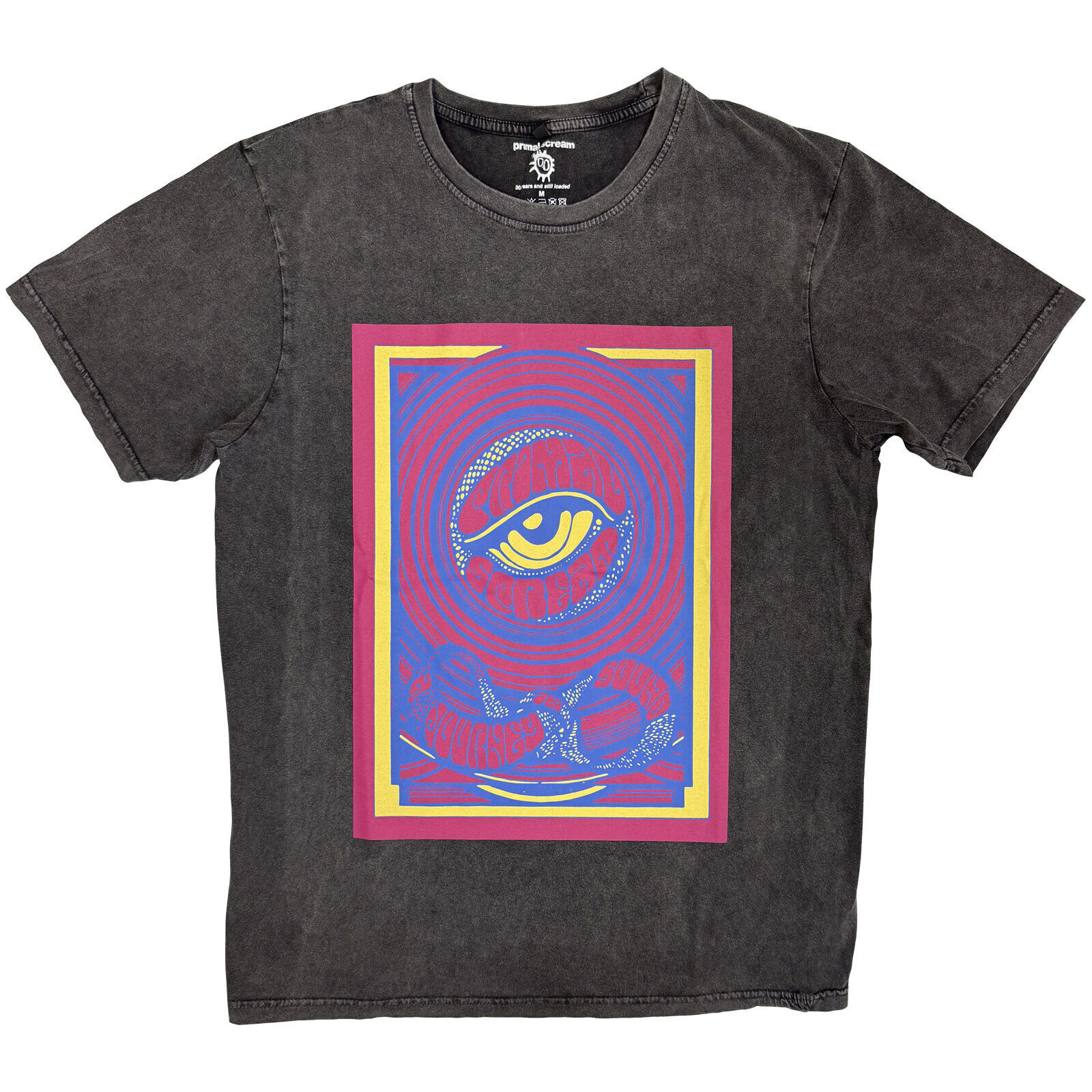 Paita Primal Scream Psychedelic Eye (Stone Wash) Charcoal Grey XL Paita