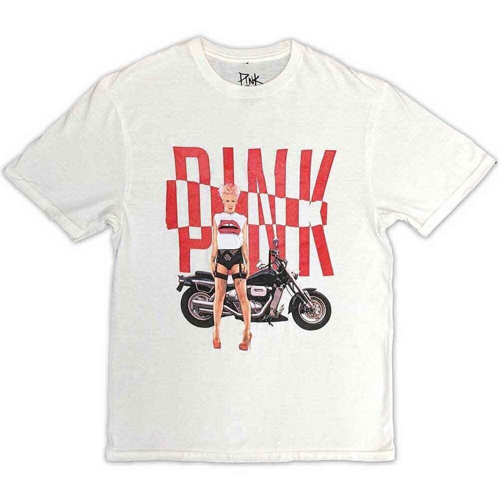 T-shirt Pink Motorbike White M T-shirt
