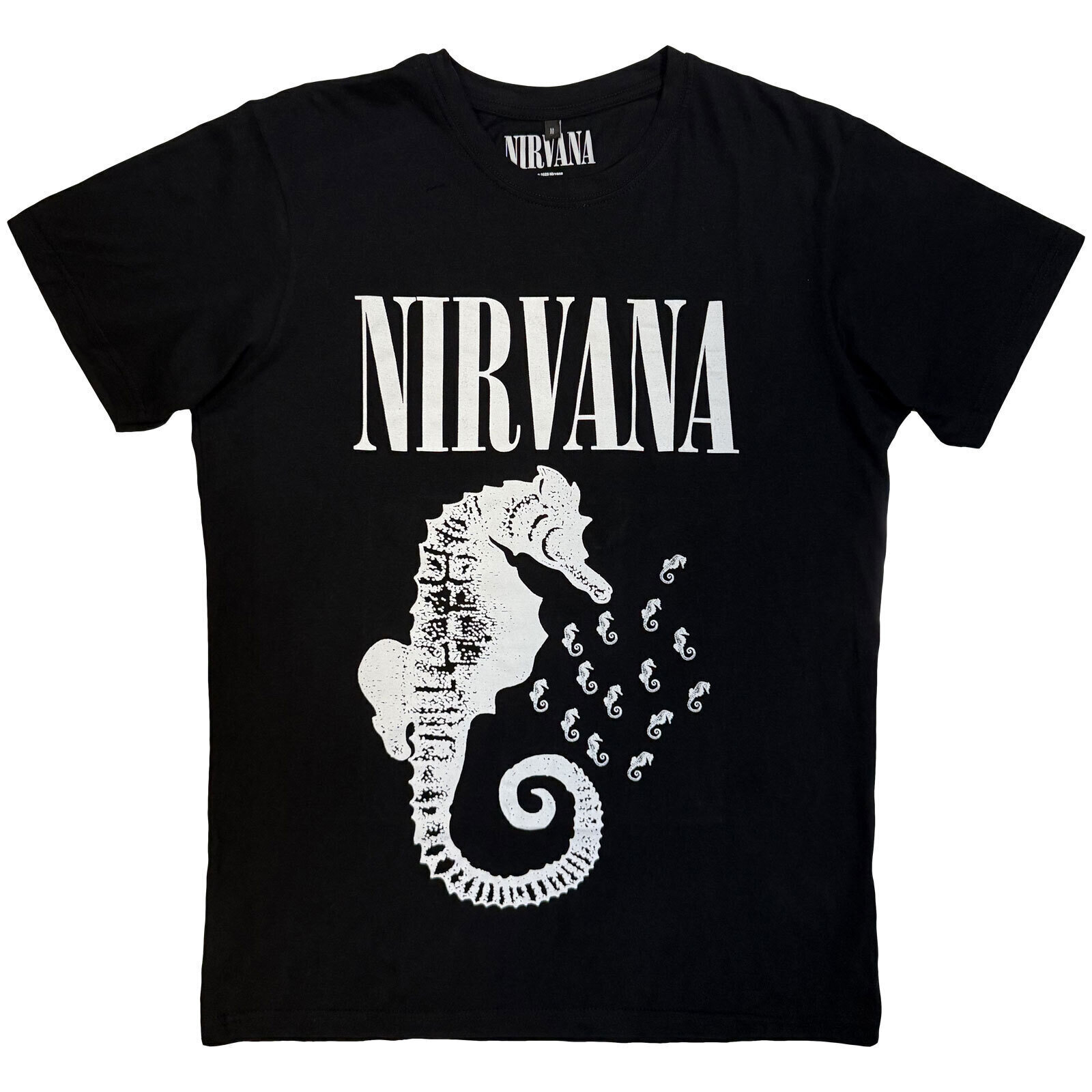 Camiseta de manga corta Nirvana Seahorse & Logo Mono Carbon Black M Camiseta de manga corta