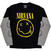 Camiseta de manga corta Nirvana Yellow Happy Face (Sleeve Print) Black & Grey S Camiseta de manga corta
