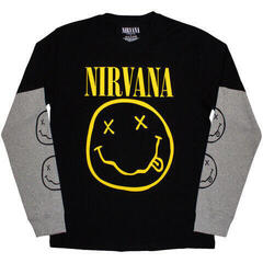 T-shirt Nirvana Yellow Happy Face (Sleeve Print) Black & Grey L T-shirt