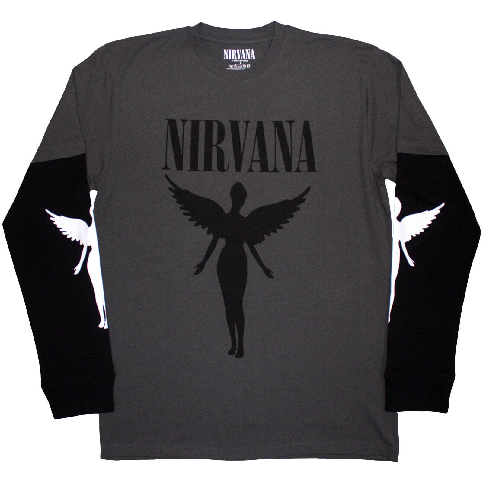 T-shirt Nirvana In Utero Mono (Sleeve Print) Charcoal Grey & Black L T-shirt