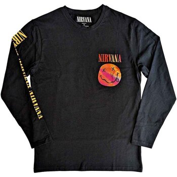 T-Shirt Nirvana Gradient Happy Face (Back & Sleeve Print) Black 2XL T-Shirt - 1